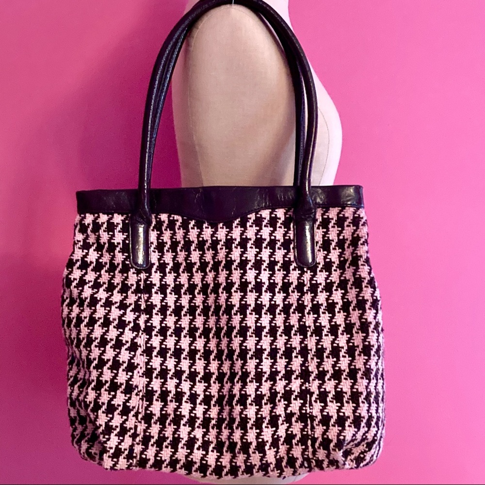 GAP Pink and Brown Houndstooth Bag - Picture 2 of 9